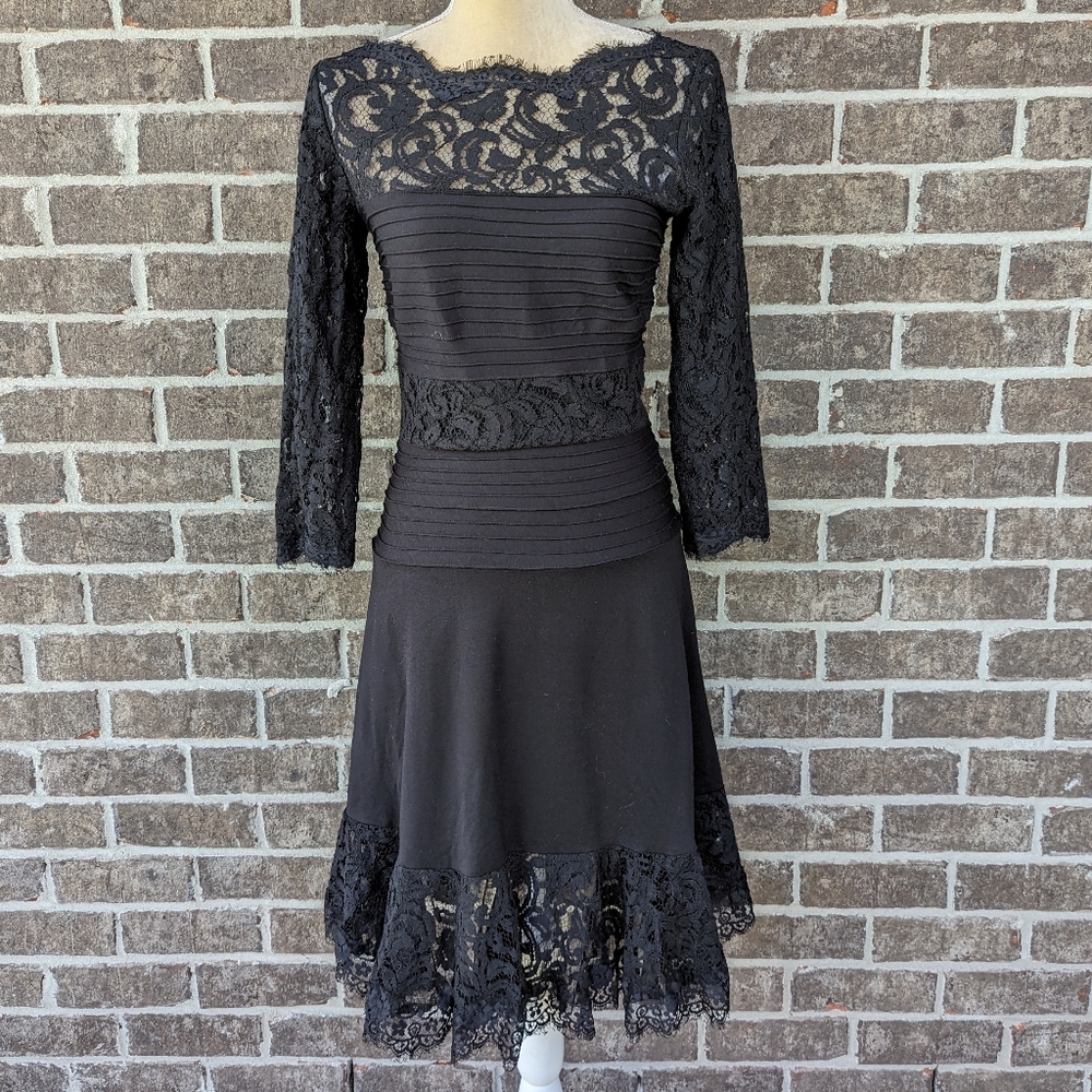Tadashi Shoji Lace Ribbed Dress